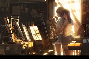 女子制服 校服 教室 两个女孩子 乐器 音乐 4k动漫壁纸-静鱼客栈