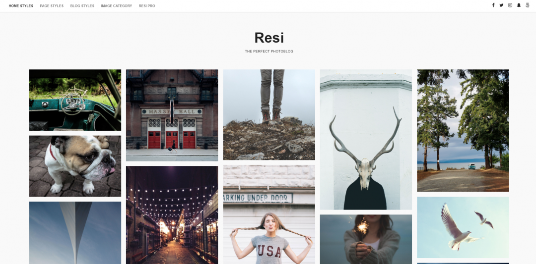 Resi图片博客WordPress主题 适用于图片摄影类型的博客站 -静鱼客栈